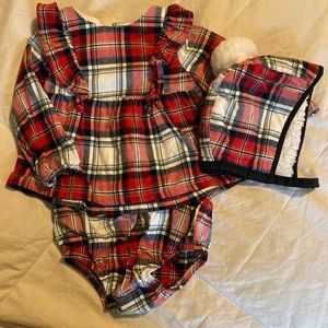 Cat and Jack plaid flannel bloomer set 12 Months
